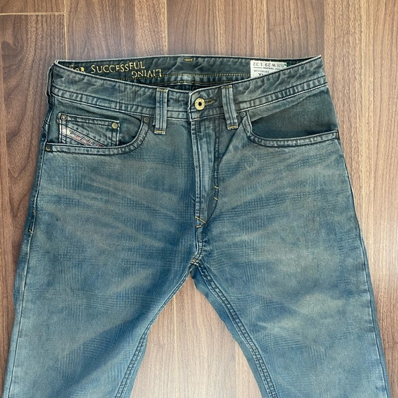 Diesel Men's Thavar Jeans Distressed greenish Wash Skinny SlimFit Vintage W29L32 - Picture 2 of 10